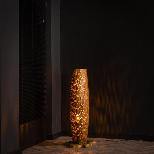 Landelijke vloerlamp Trench 2-lichts 104 cm teakhout