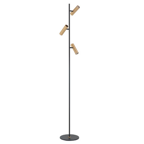 Moderne Industriële vloerlamp Trend 3-lichts zwart goud