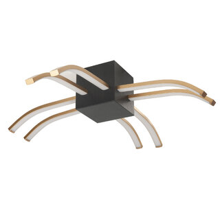 Plafondlamp Spider 8 lichts zwart goud