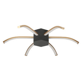 Plafondlamp Spider 6 lichts zwart goud