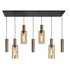Highlight Moderne Hotel Chique hanglamp Perugia 7-lichts brons met amber glas