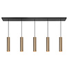 Highlight Moderne Industriële hanglamp Perugia 5-lichts koker goud met goud glas