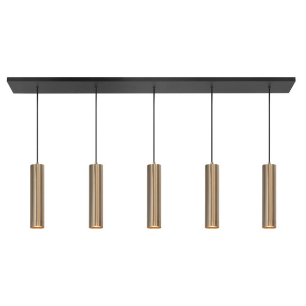 Highlight Moderne Industriële hanglamp Perugia 5-lichts koker goud met goud glas
