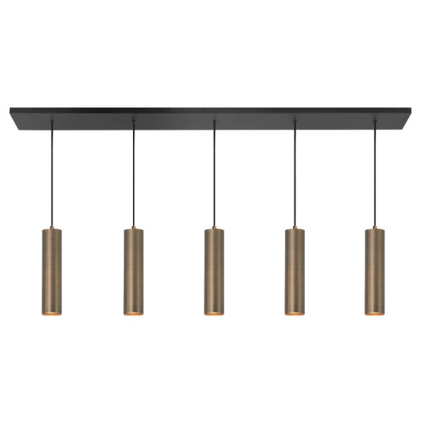 Highlight Moderne Industriële hanglamp Perugia 5-lichts Koker brons met amber glas