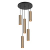 Highlight Moderne Industriële hanglamp Perugia 5-lichts goud met goud glas