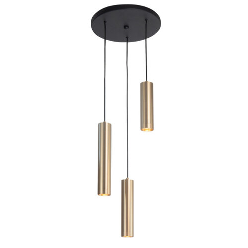 Moderne hotel chique hanglamp Perugia 3-lichts goud met goud glas