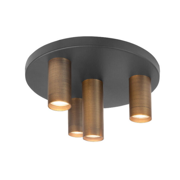 Highlight Moderne - Industriële - Plafondlamp - 4 Lichts - Brons - Perugia