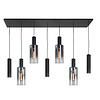 Highlight Moderne hanglamp Perugia 7-lichts Kokers zwart met smoke glas
