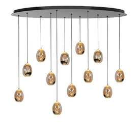 Hanglamp Golden Egg 12-lichts goud ovaal