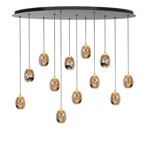 Highlight Moderne hanglamp Golden Egg 12-lichts Ovaal goud