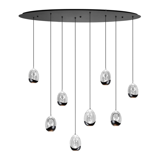 Highlight Moderne hanglamp Clear Egg 8-lichts Ovaal transparant