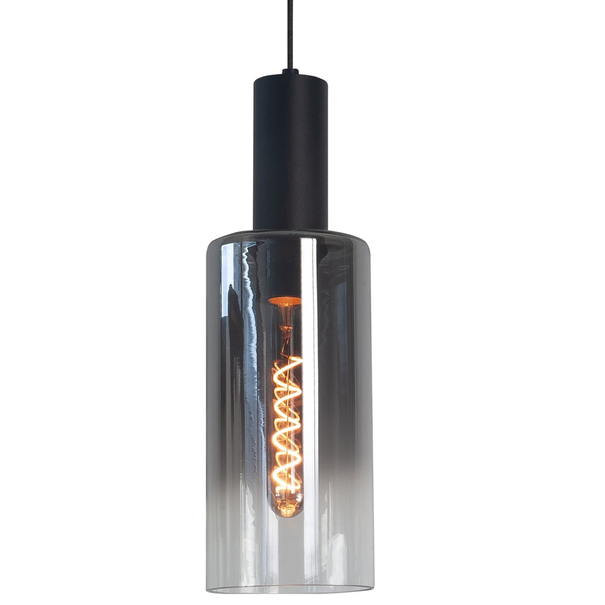 Highlight Moderne hanglamp Perugia 5-lichts Kokers zwart met smoke glas