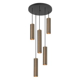Hanglamp Perugia 5 lichts rond brons