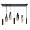 Highlight Moderne hanglamp Perugia 7-lichts Kokers zwart met smoke glas