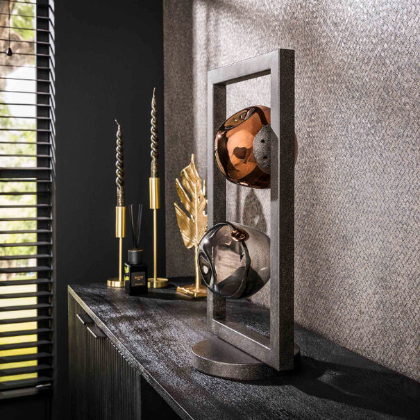 BelaLuz Moderne Design tafellamp Miro 2-lichts charcoal met gekleurde glazen