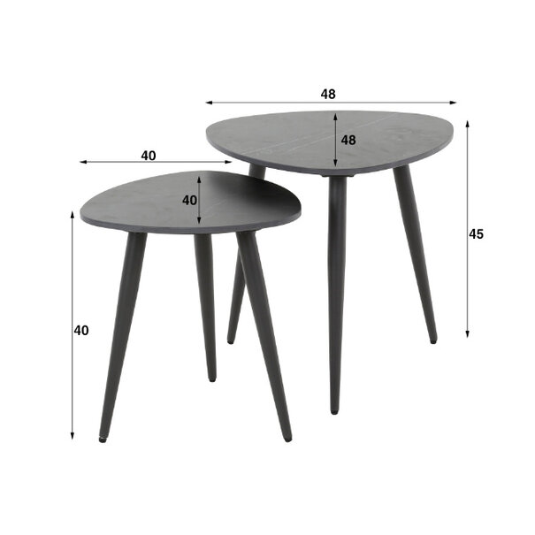 BelaLuz Moderne Industriële bijzettafel Monte 2 set Keramisch