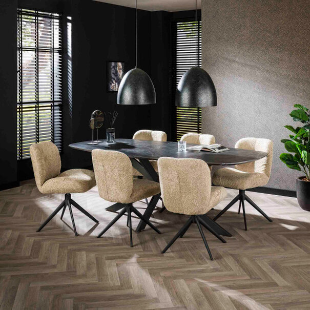 BelaLuz Moderne Industriële eetkamertafel Monte 215 cm deens ovaal
