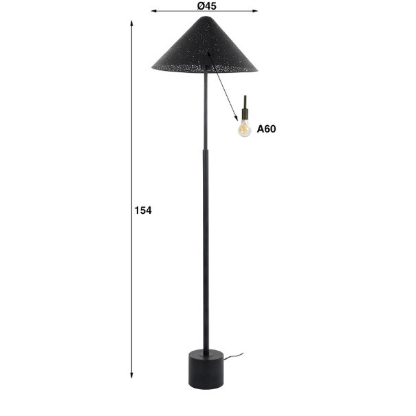 BelaLuz Industriële vloerlamp Daze 1-lichts charcoal