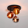 BelaLuz Moderne Design plafondlamp Miro 3-lichts charcoal met gekleurde glazen