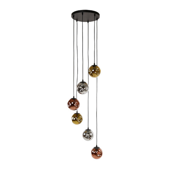 BelaLuz Moderne - Design - Hanglamp - 6 Lichts - Getrapt - Charcoal  - Miro