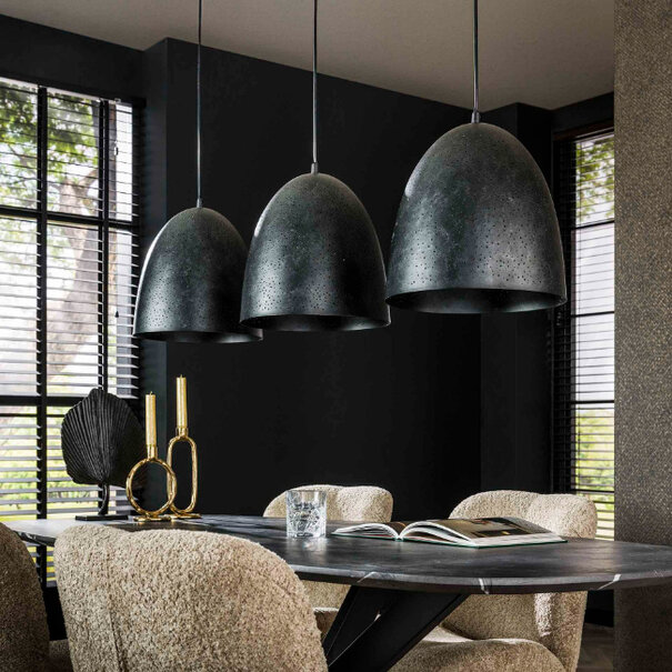 BelaLuz Industriële Vintage hanglamp Monte 3-lichts charcoal