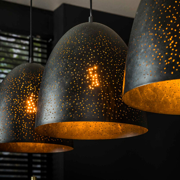 BelaLuz Industriële Vintage hanglamp Monte 3-lichts charcoal