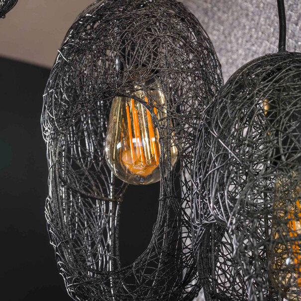 BelaLuz Industriële hanglamp Write 5-lichts charcoal