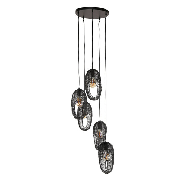 BelaLuz Industriële hanglamp Write 5-lichts charcoal