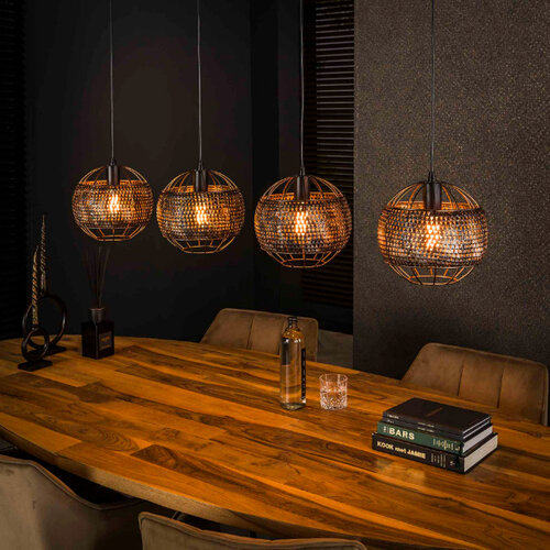 Industriële hanglamp Peach 4-lichts Ø25 cm zwart bruin