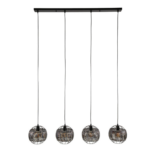 BelaLuz Industriële hanglamp Peach 4-lichts Ø25 cm zwart bruin