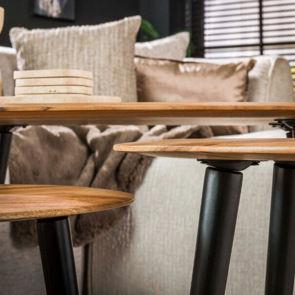 BelaLuz Landelijke salontafel Kenzo 3 set Organisch bruin