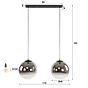 BelaLuz Moderne Hotel Chique hanglamp Midas 2-lichts charcoal met smoke glas