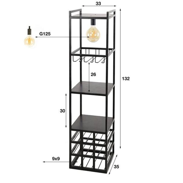 BelaLuz Industriële Moderne Wijnreklamp Baro 1-lichts charcoal