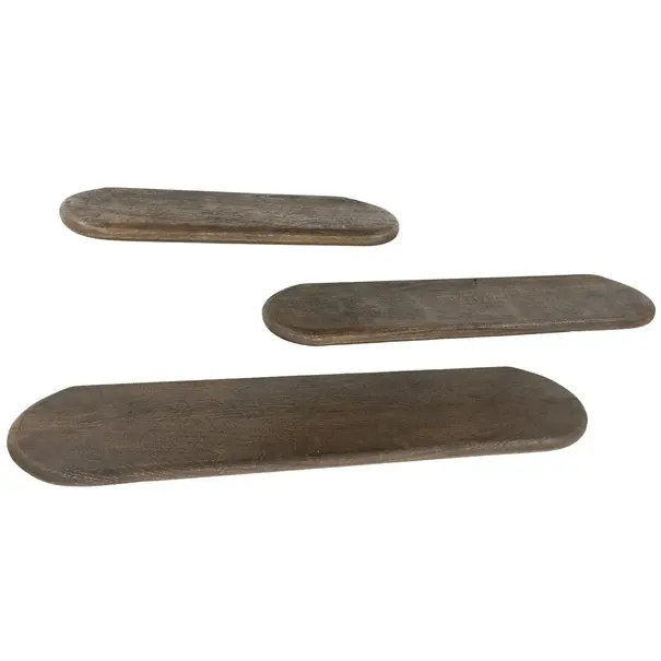 By-Boo Landelijke Wandplank Tre bruin 3 set mangohout