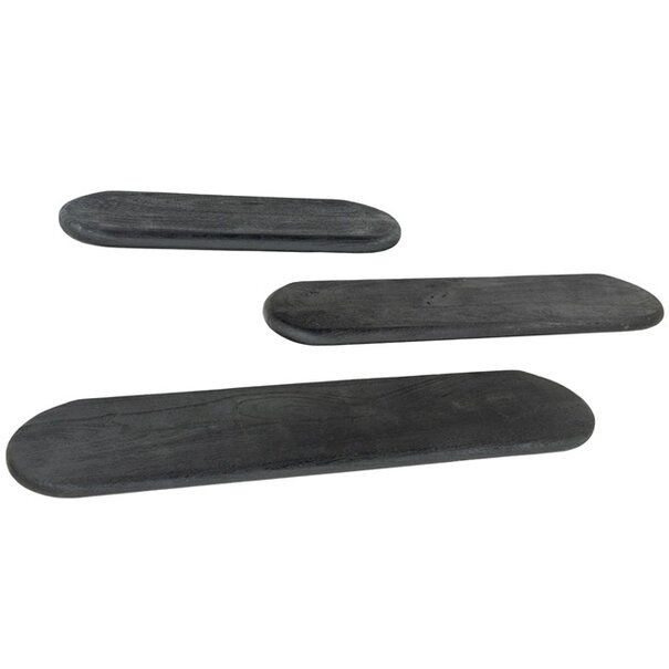 By-Boo Landelijke Wandplank Tre zwart 3 set mangohout