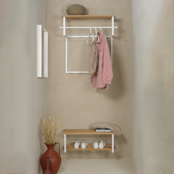 BelaLuz Moderne Industriële kapstok Rizzoli Eikenhout wit