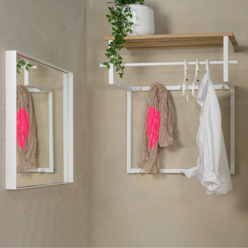 Moderne Industriële kapstok Rizzoli Eikenhout wit