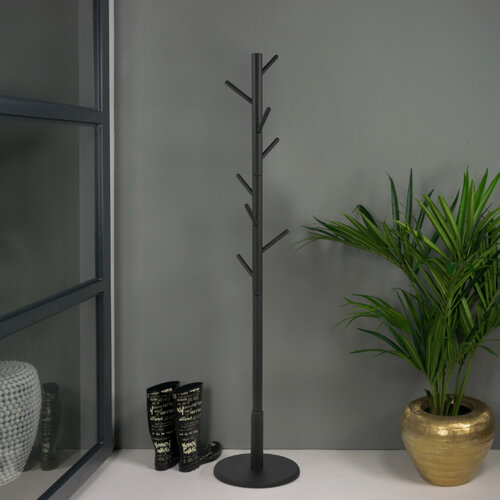 Moderne staande kapstok Bro zwart rubberhout