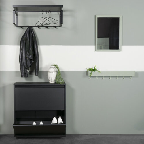 Retro Moderne Schoenenkast Billy 2 Silky zwart staal