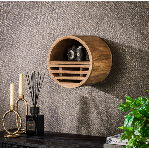 Landelijke wandschap Barrel Ø30 cm mangohout