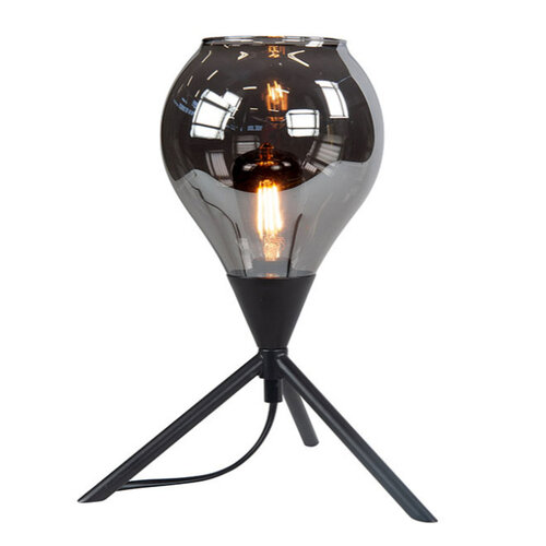 Moderne Design tafellamp Cambio 1-lichts zwart met smoke glas