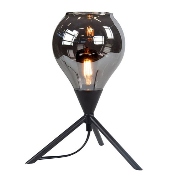 Highlight Moderne Design tafellamp Cambio 1-lichts zwart met smoke glas