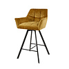 BelaLuz Moderne Barstoel Turn velvet goudkleur velour draaibaar