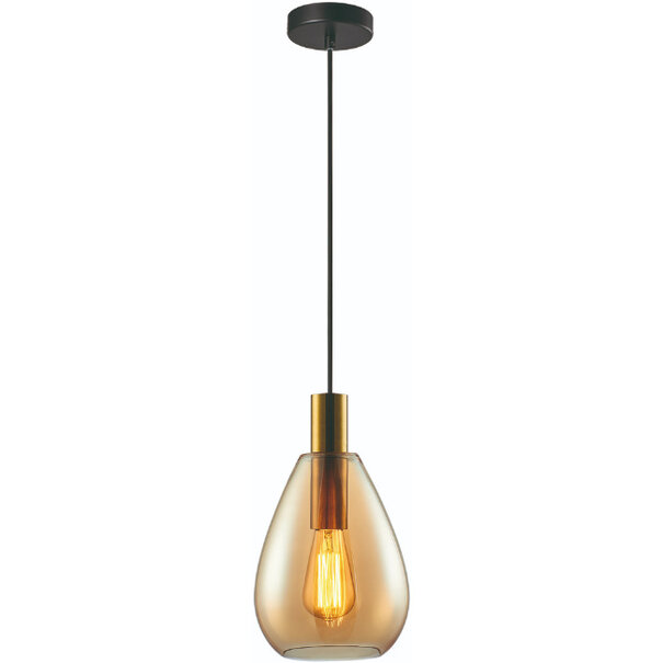Freelight Hotel Chique hanglamp Dorato 1-lichts goud met amber glas