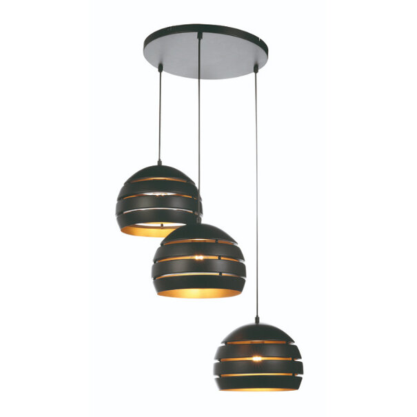 Freelight Moderne Industriële hanglamp Djarin 3-lichts getrapt zwart