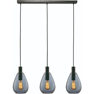 Freelight Hotel Chique hanglamp Dorato 3-lichts zwart met smoke glas