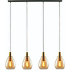 Freelight Hotel Chique hanglamp Dorato 4-lichts goud met amber glas