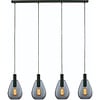 Freelight Moderne hanglamp Dorato 4-lichts zwart met smoke glas