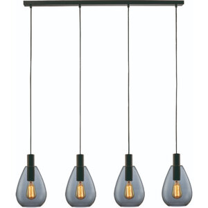 Freelight Moderne hanglamp Dorato 4-lichts zwart met smoke glas
