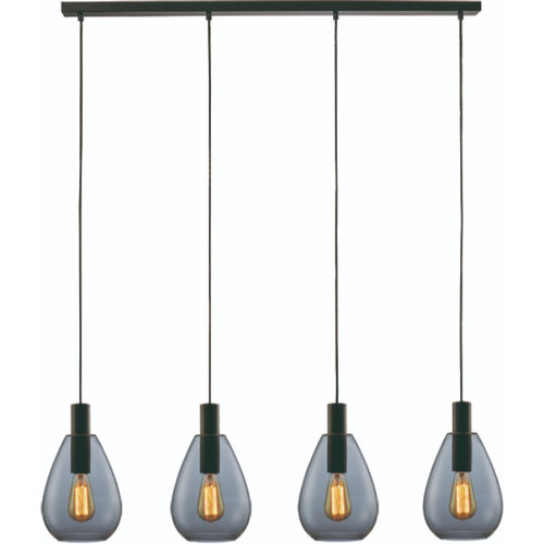 Moderne hanglamp Dorato 4-lichts zwart met smoke glas